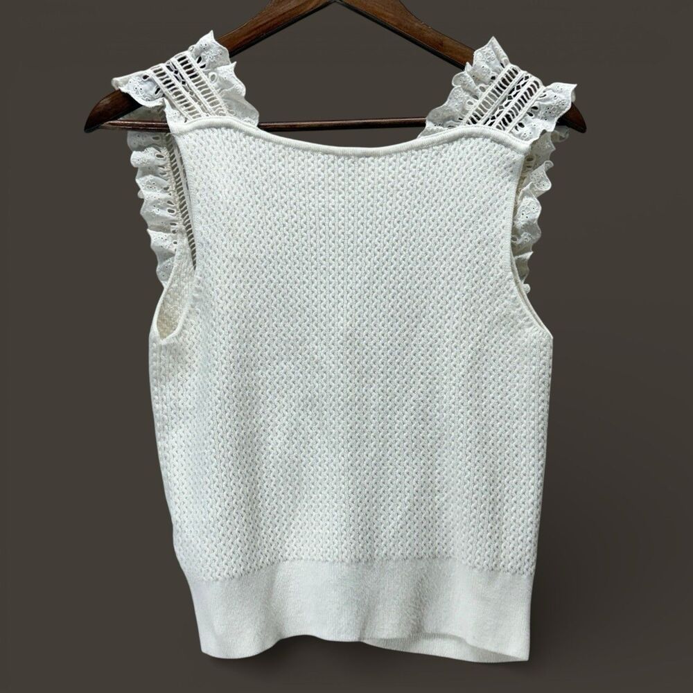 Anthropologie Pilcro White Eyelet Ruffle Tank Top - Picture 5 of 10